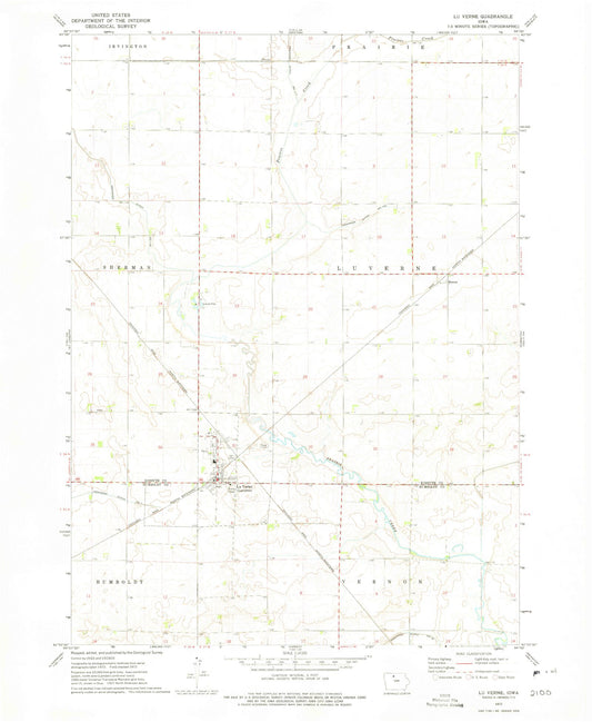 Classic USGS Lu Verne Iowa 7.5'x7.5' Topo Map Image