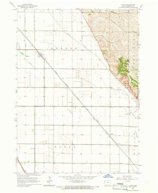Classic USGS Luton Iowa 7.5'x7.5' Topo Map Image