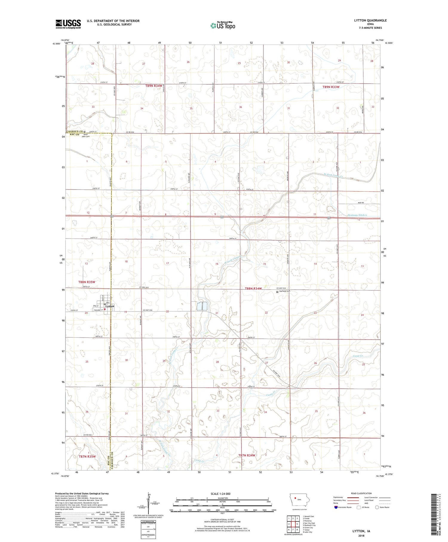 Lytton Iowa US Topo Map Image