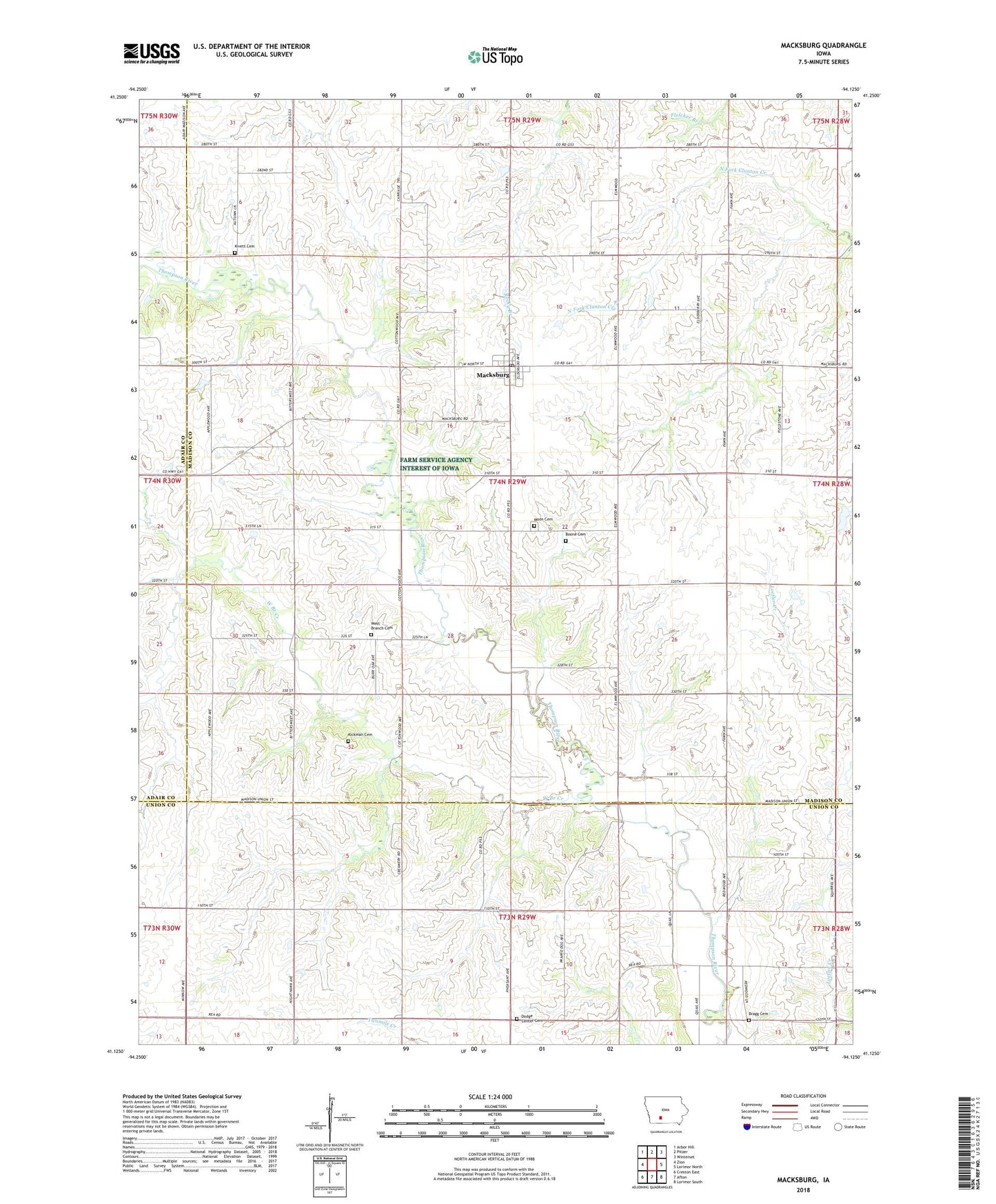 Macksburg Iowa US Topo Map Image