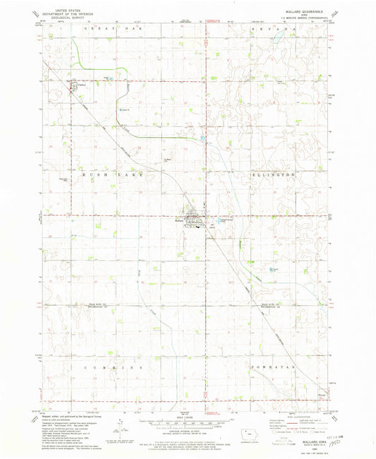 Classic USGS Mallard Iowa 7.5'x7.5' Topo Map Image