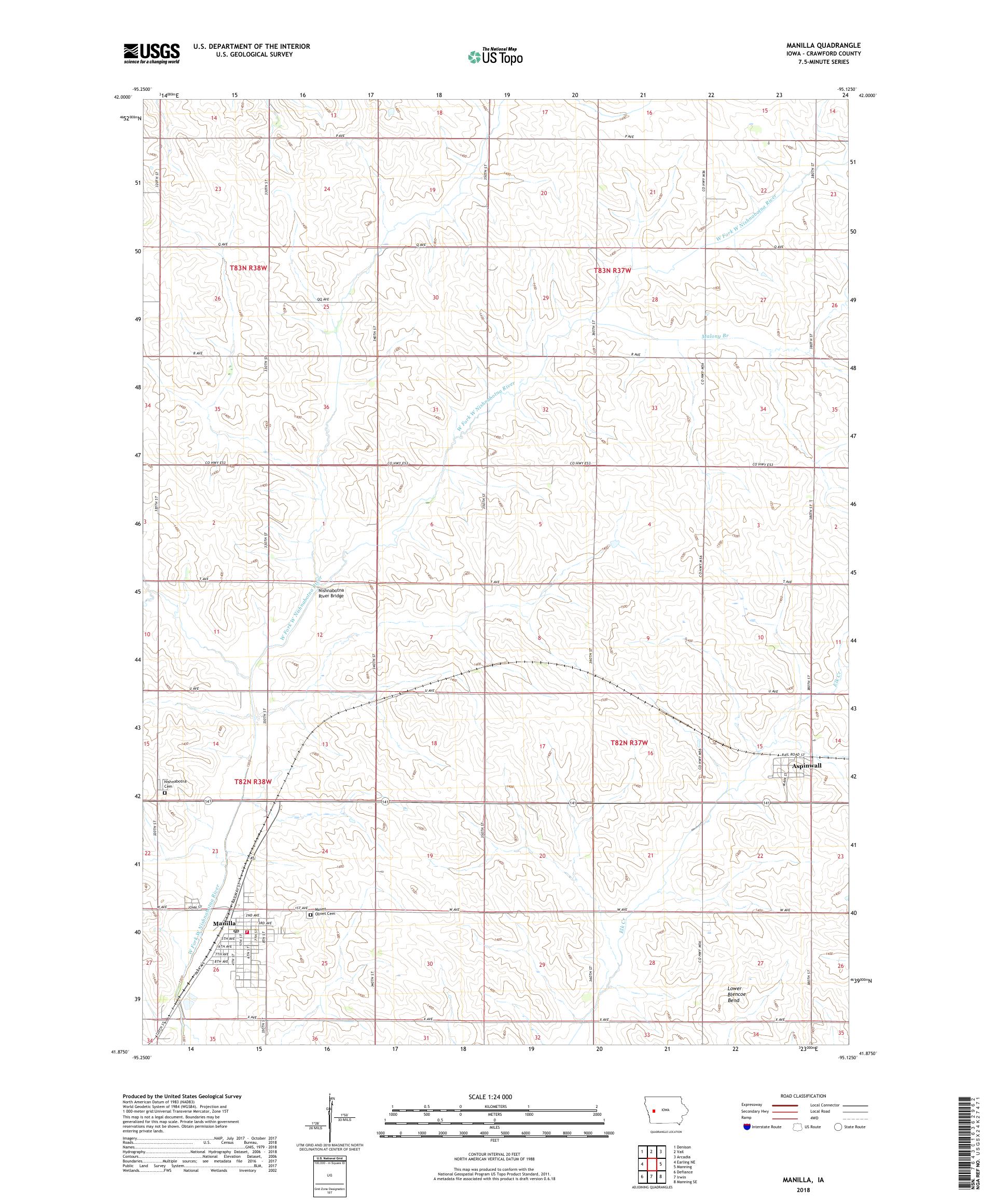 Manilla Iowa US Topo Map – MyTopo Map Store