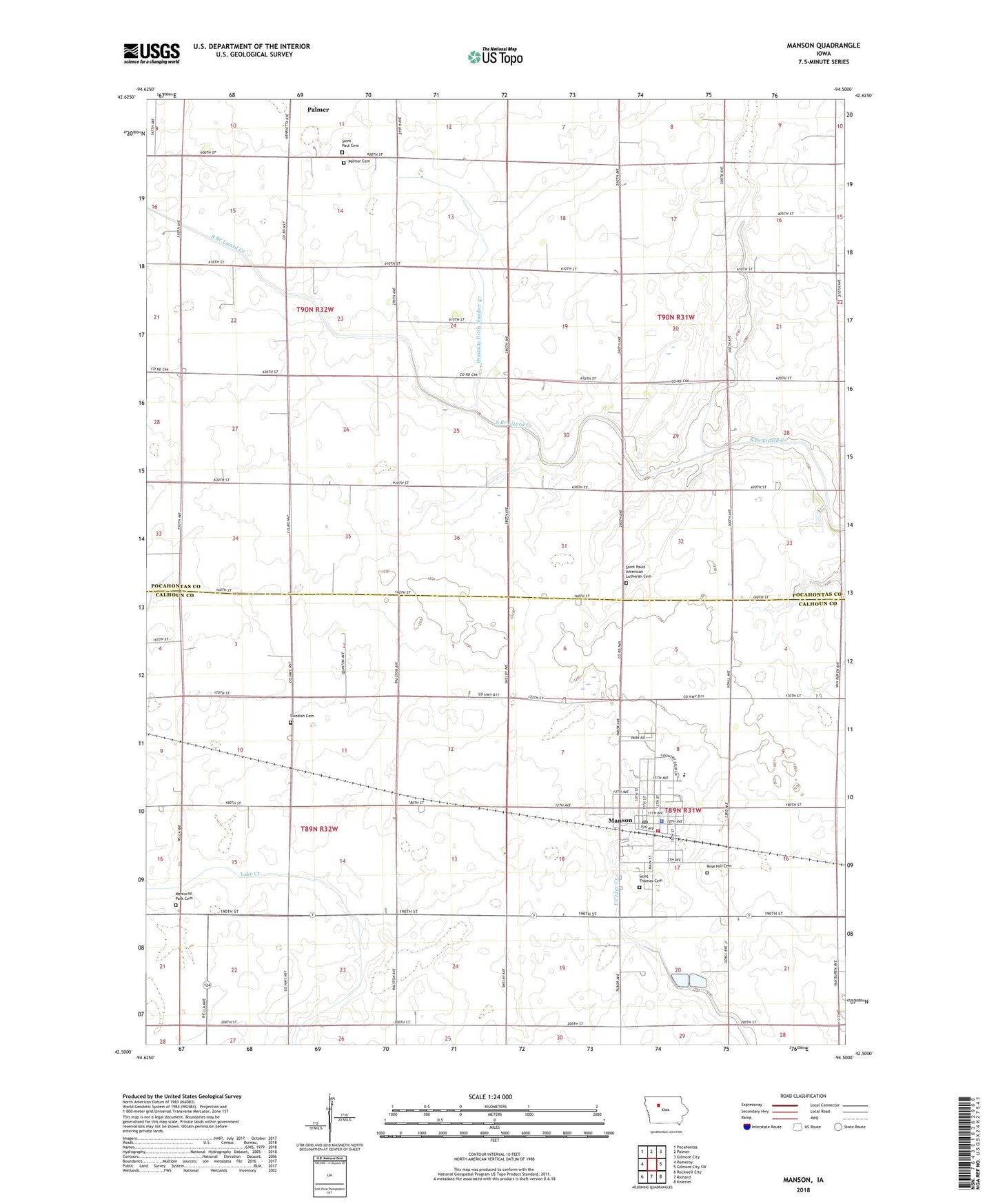 Manson Iowa US Topo Map Image