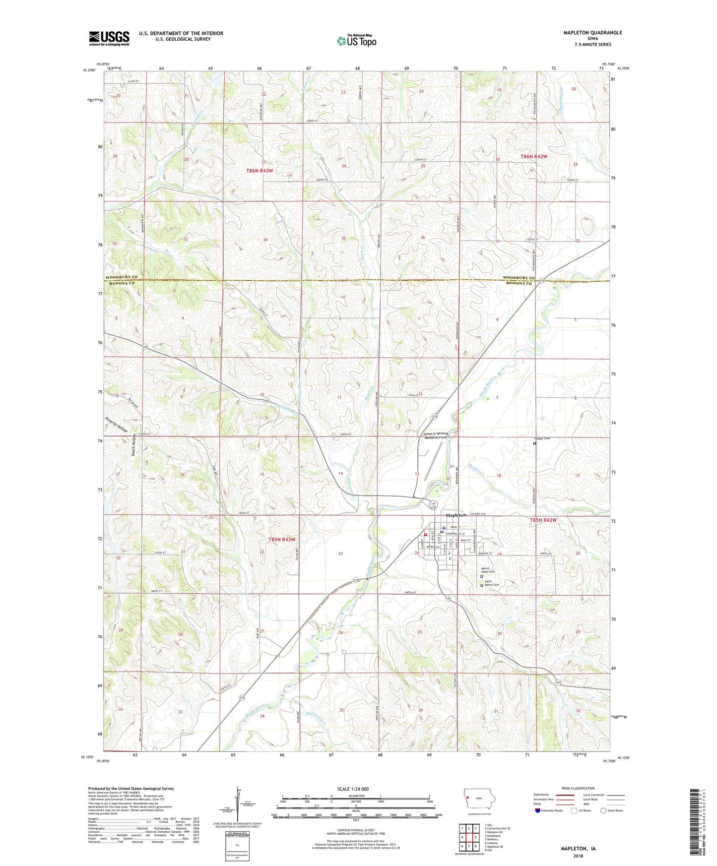 Mapleton Iowa US Topo Map Image