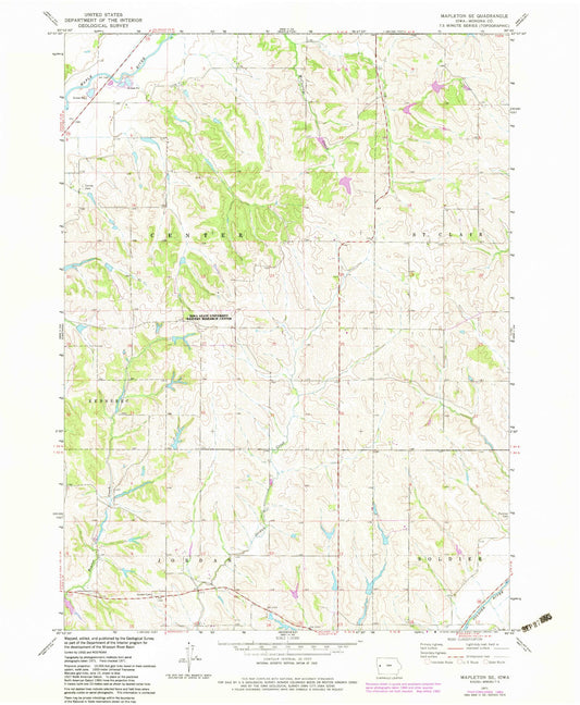 Classic USGS Mapleton SE Iowa 7.5'x7.5' Topo Map Image
