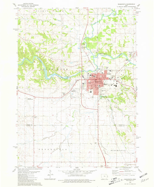 Classic USGS Maquoketa Iowa 7.5'x7.5' Topo Map Image