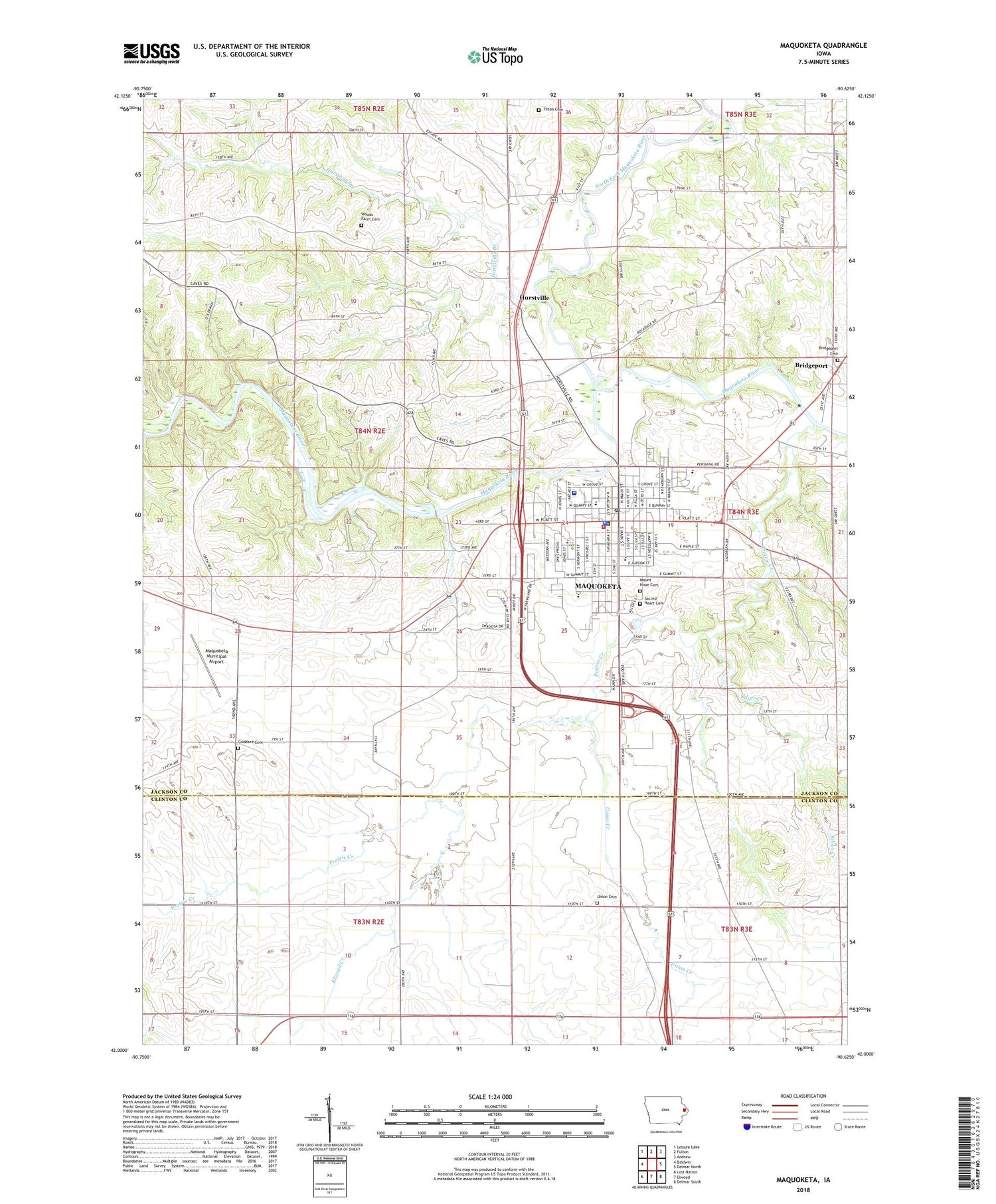 Maquoketa Iowa US Topo Map Image