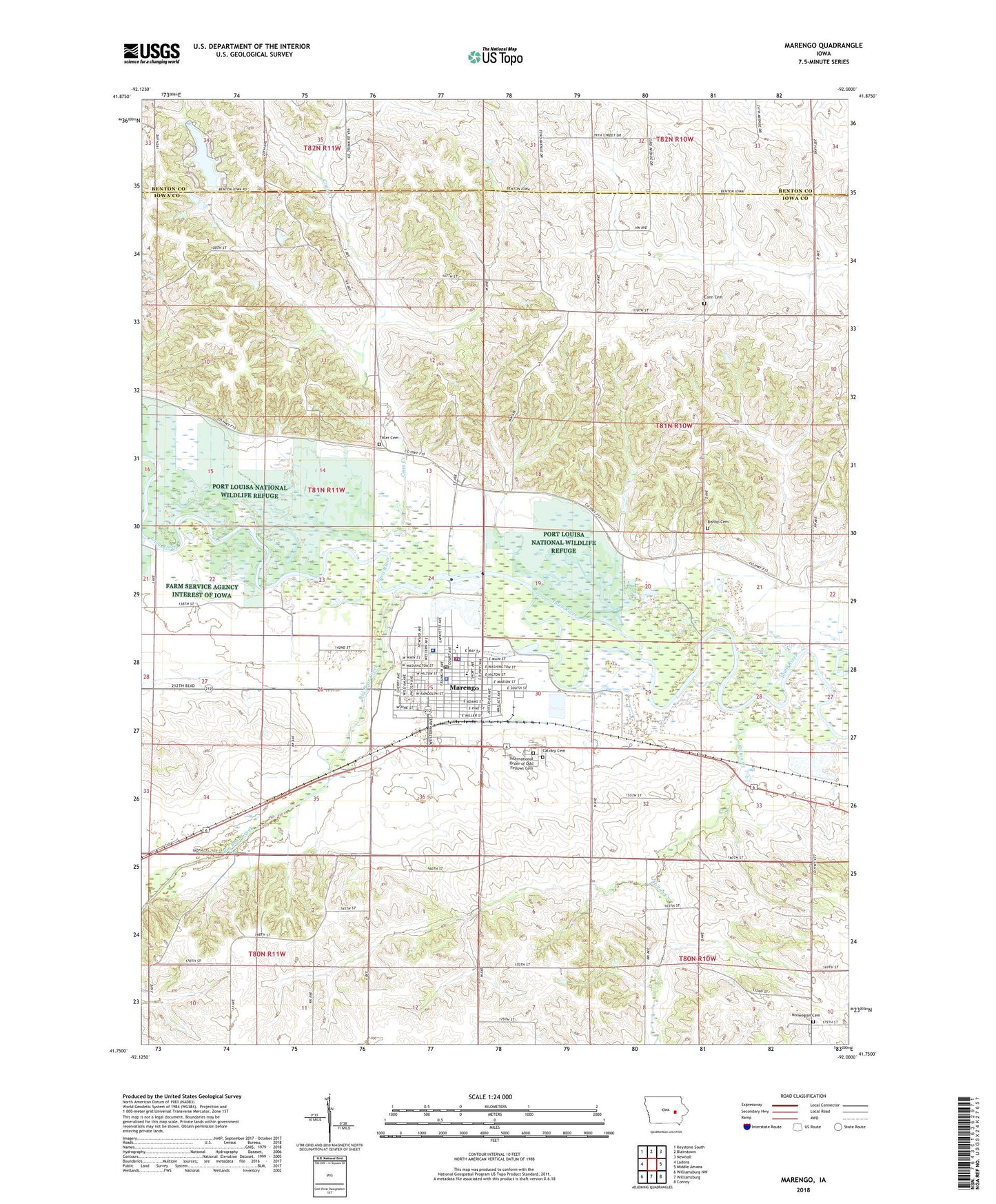 Marengo Iowa US Topo Map Image