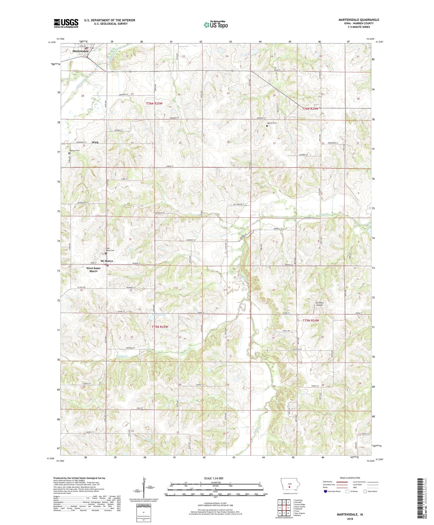 Martensdale Iowa US Topo Map Image