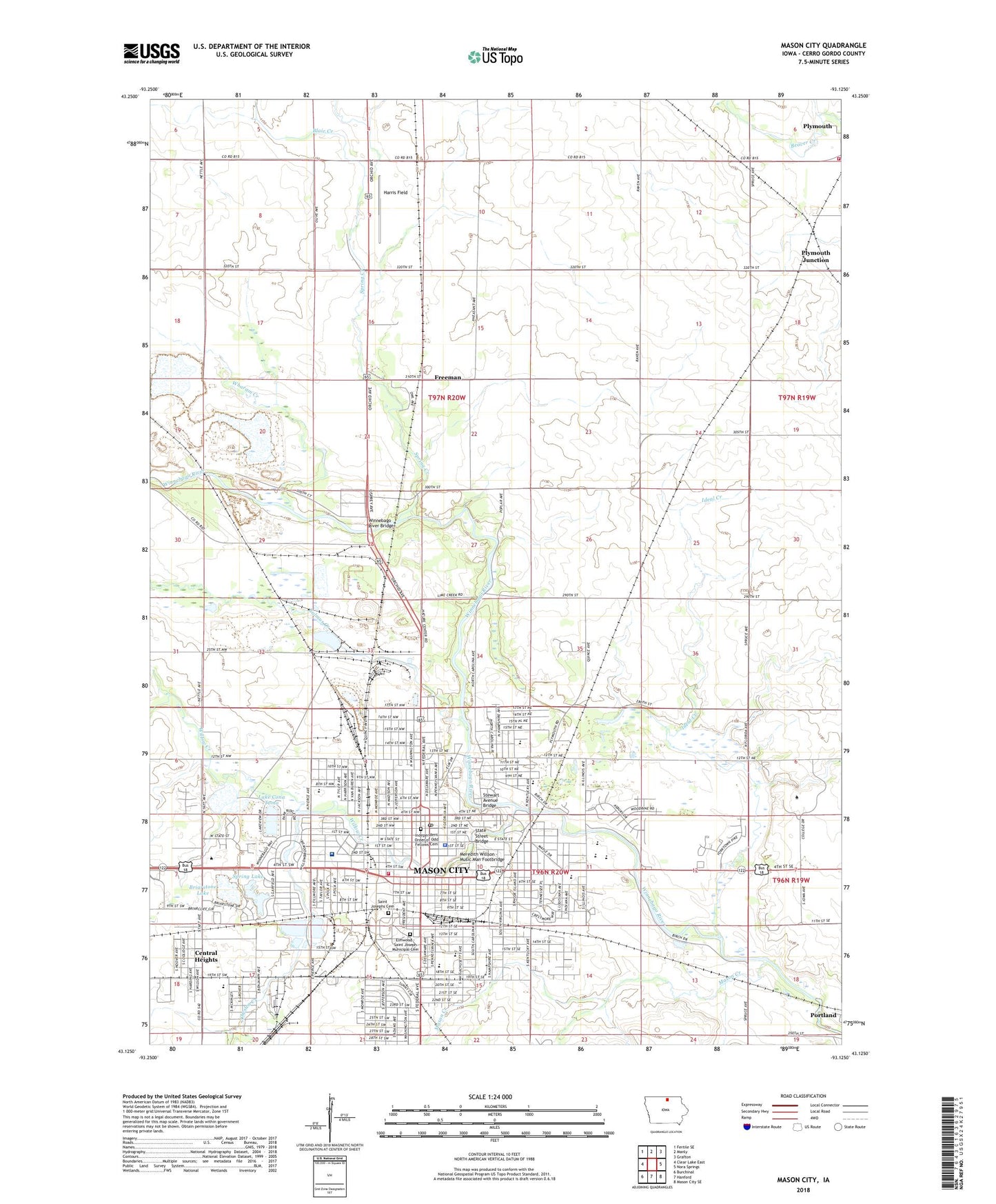 Mason City Iowa US Topo Map Image