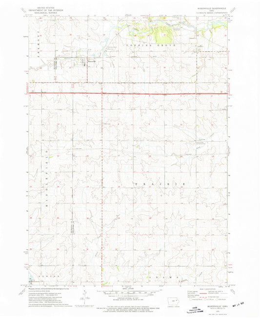 Classic USGS Masonville Iowa 7.5'x7.5' Topo Map Image