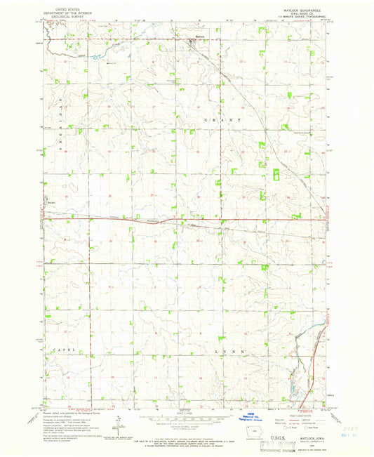 Classic USGS Matlock Iowa 7.5'x7.5' Topo Map Image