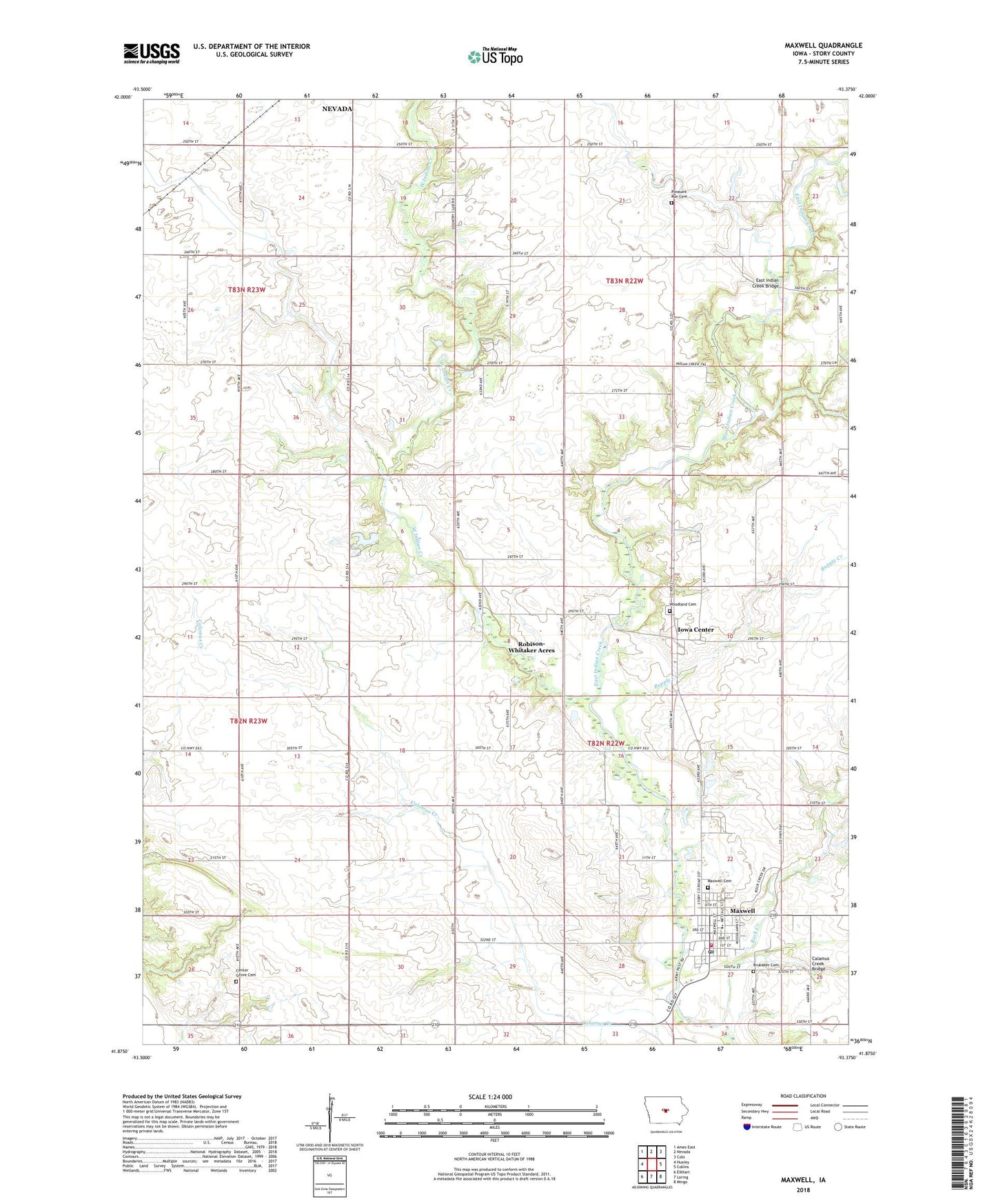 Maxwell Iowa US Topo Map Image