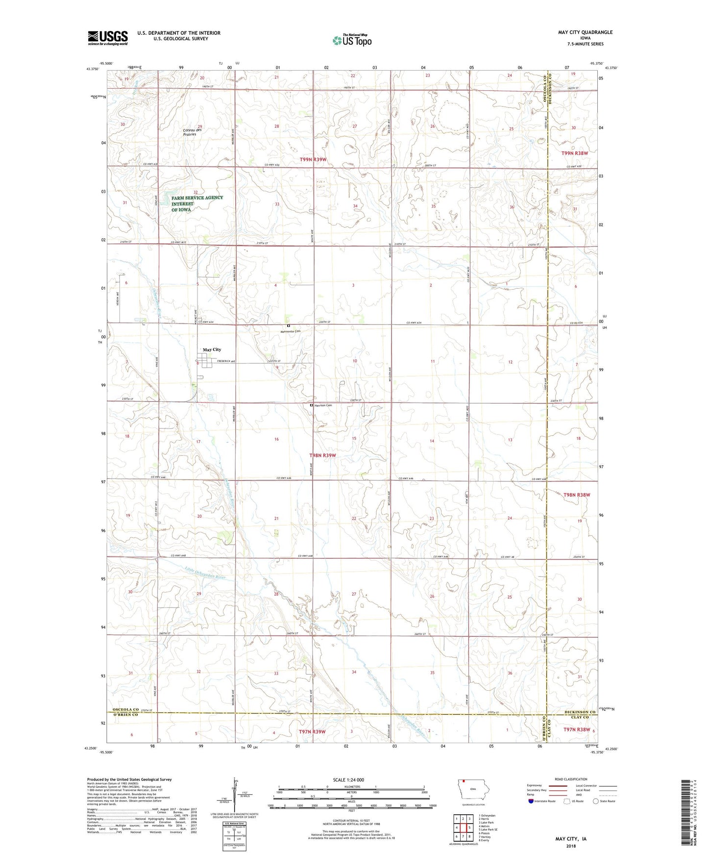 May City Iowa US Topo Map Image