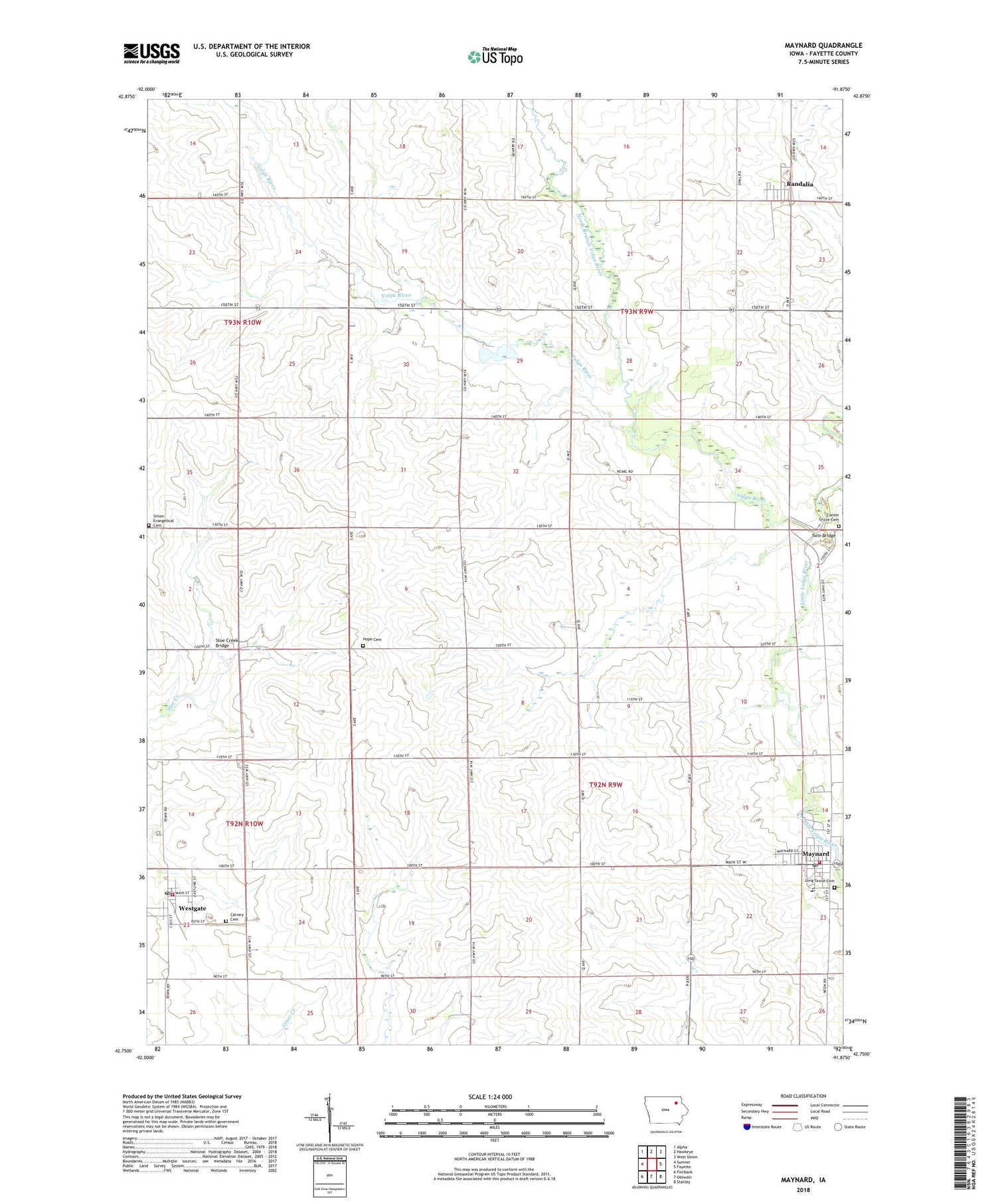 Maynard Iowa US Topo Map Image