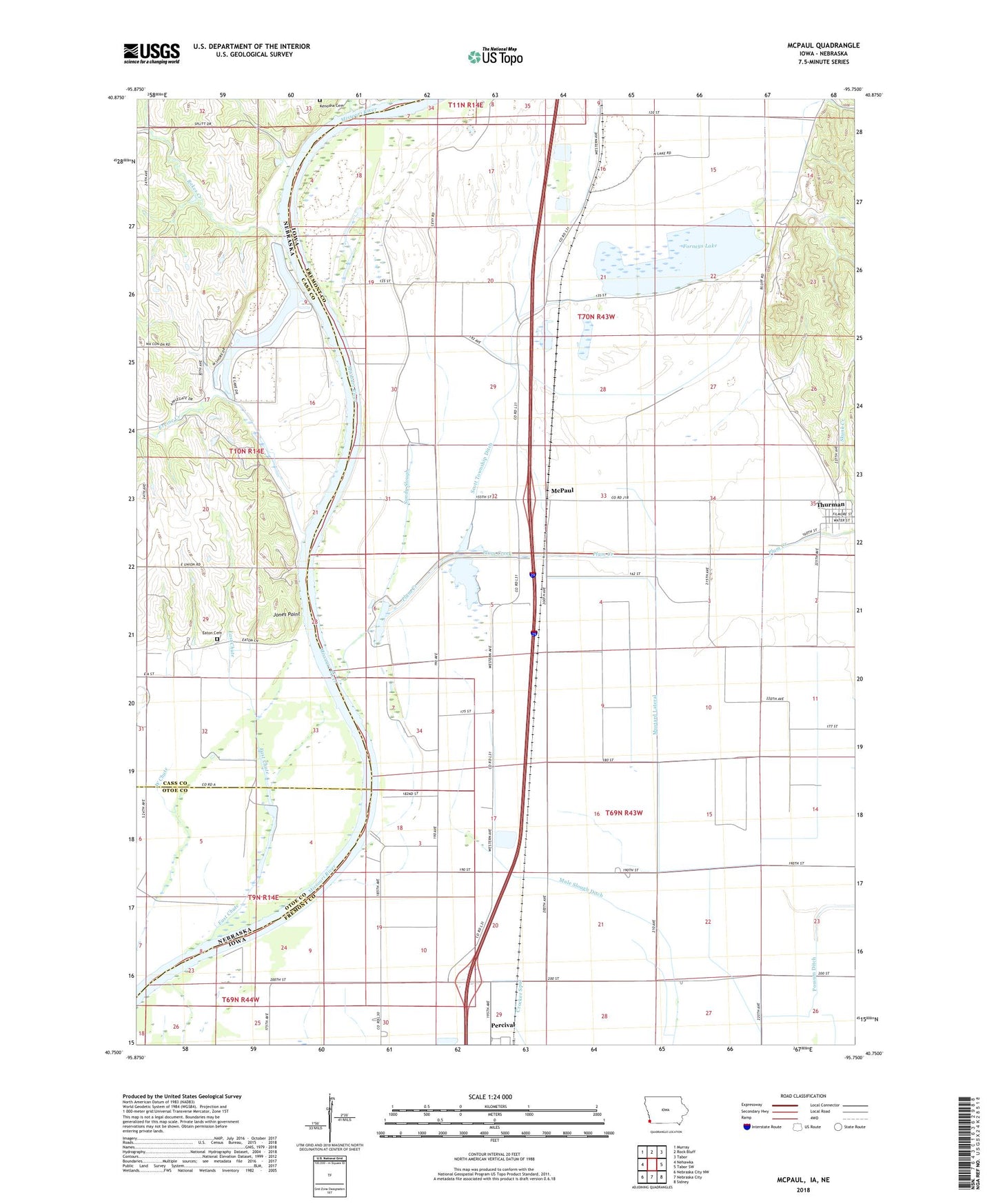 McPaul Iowa US Topo Map Image