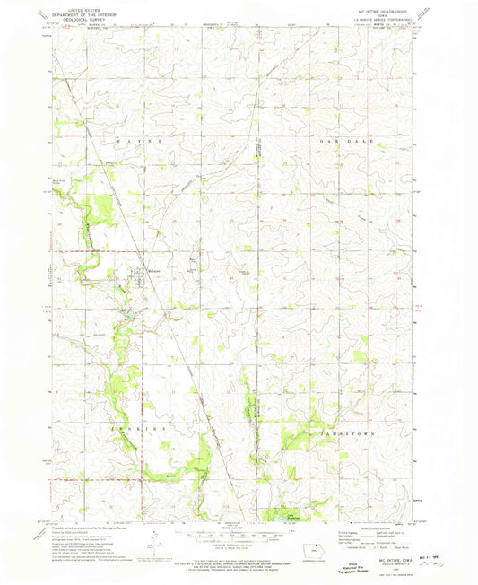 Classic USGS McIntire Iowa 7.5'x7.5' Topo Map Image