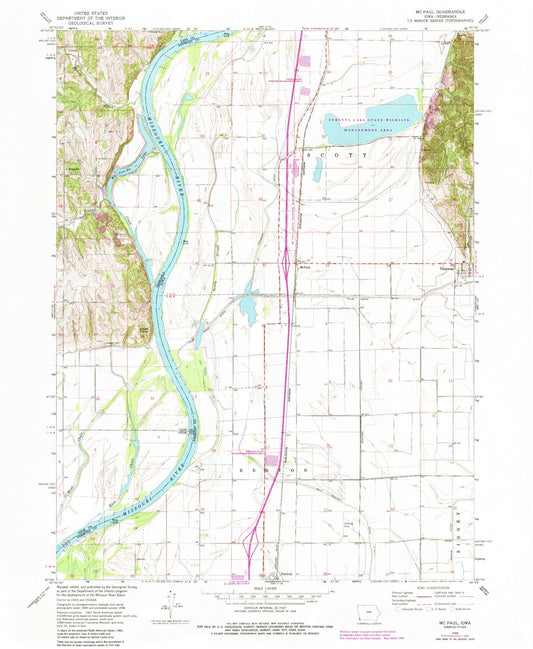 Classic USGS McPaul Iowa 7.5'x7.5' Topo Map Image