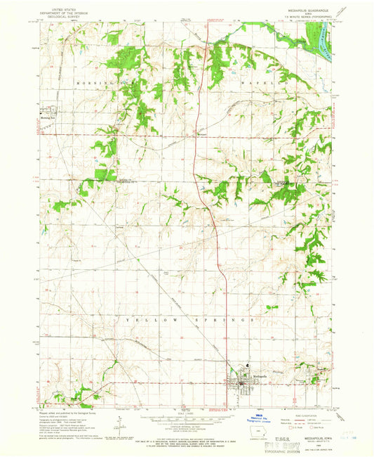 Classic USGS Mediapolis Iowa 7.5'x7.5' Topo Map Image