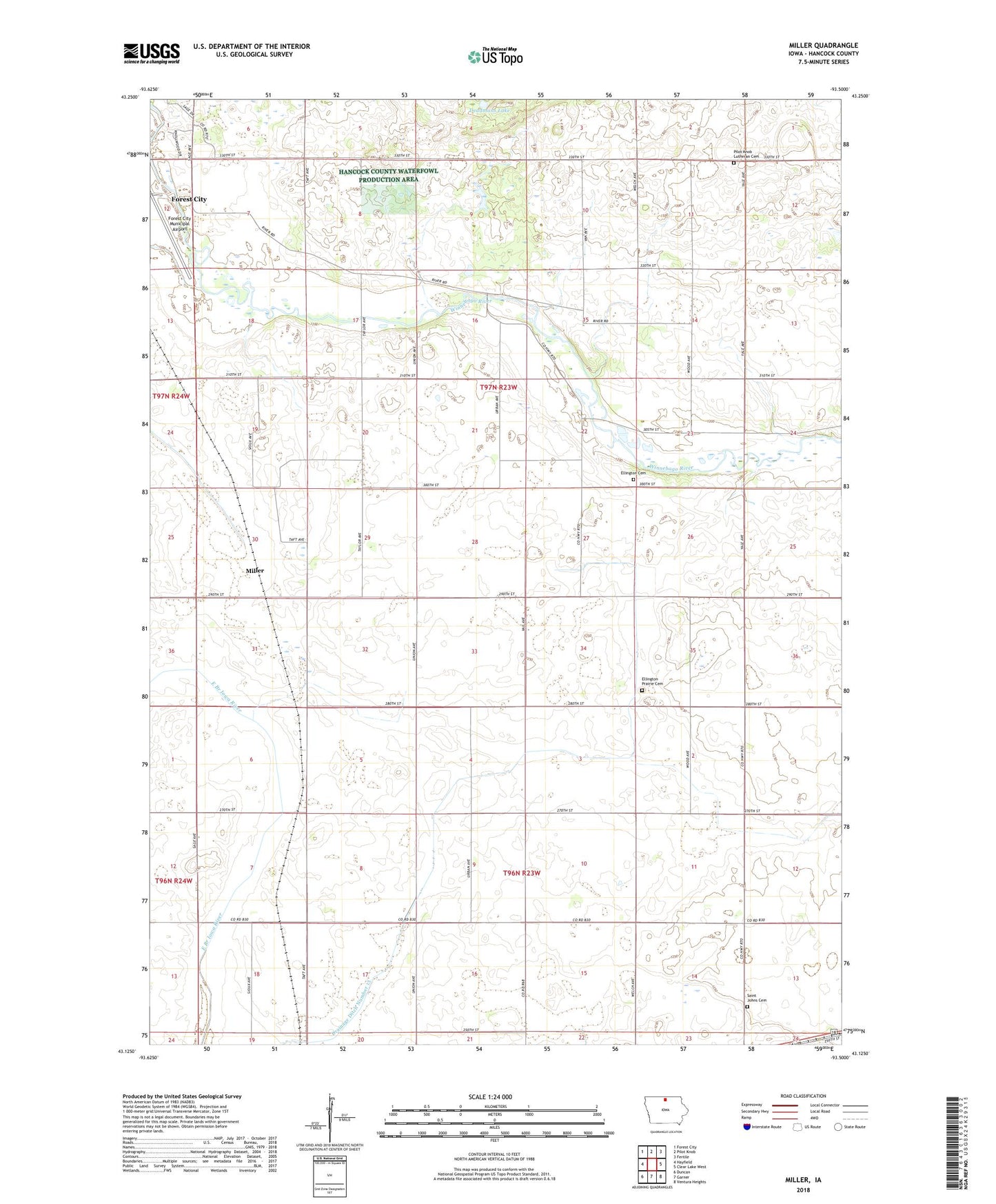 Miller Iowa US Topo Map Image