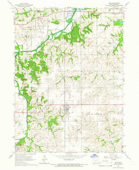 Classic USGS Milo Iowa 7.5'x7.5' Topo Map Image