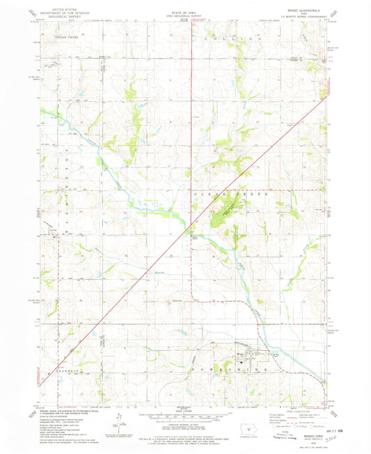 Classic USGS Mingo Iowa 7.5'x7.5' Topo Map Image