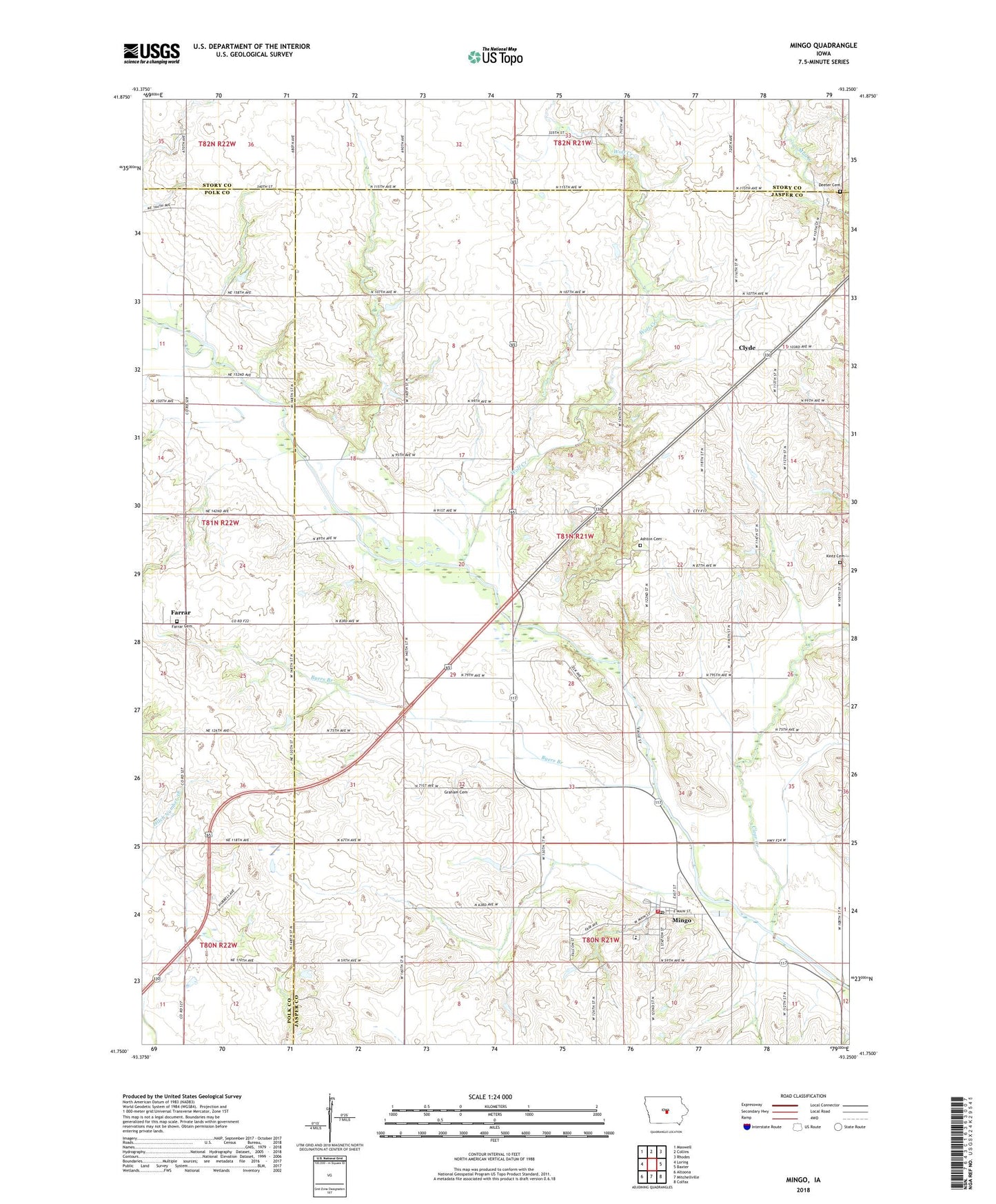 Mingo Iowa US Topo Map Image
