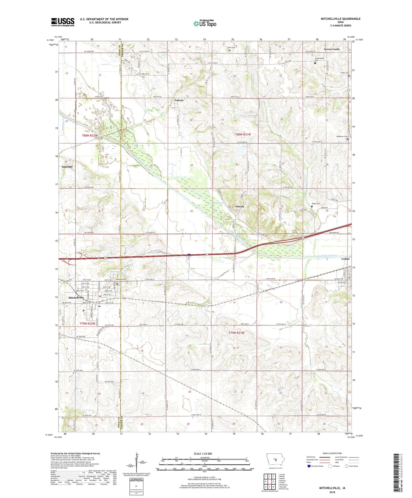 Mitchellville Iowa US Topo Map Image