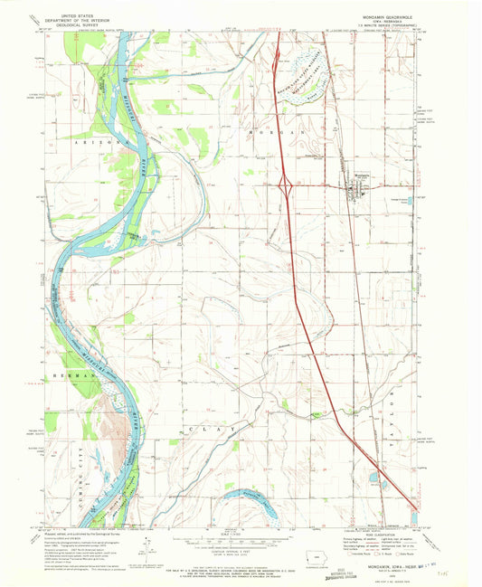 Classic USGS Mondamin Iowa 7.5'x7.5' Topo Map Image