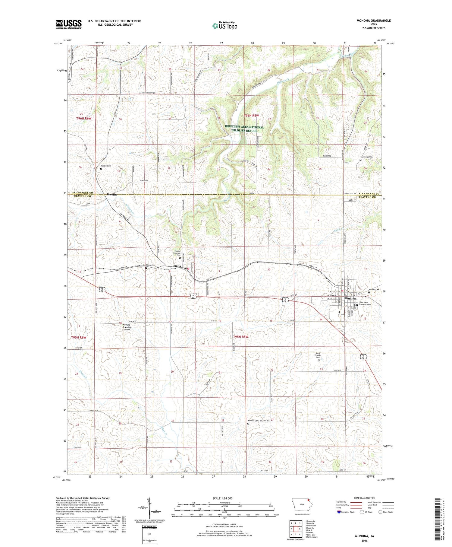 Monona Iowa US Topo Map Image