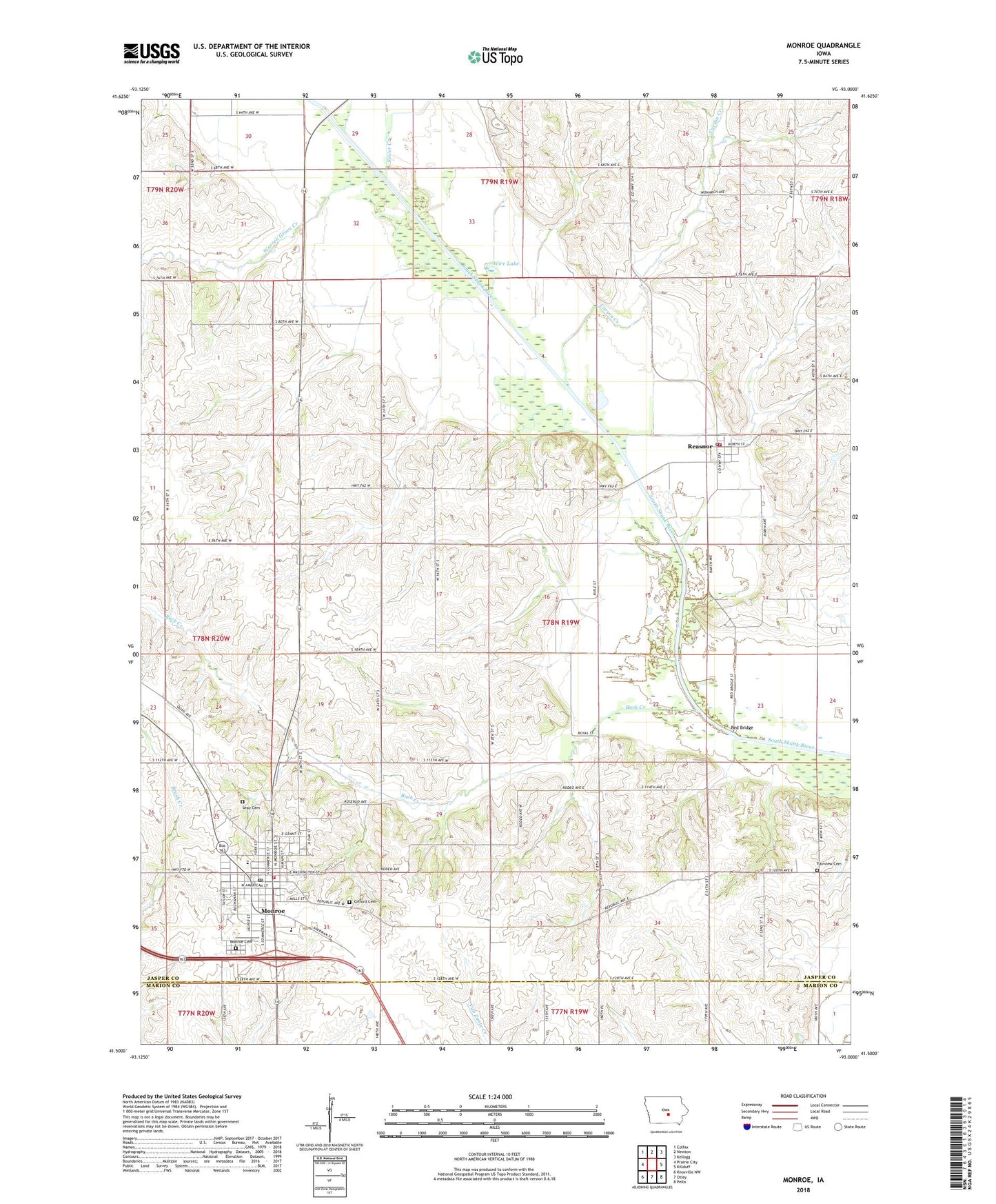 Monroe Iowa US Topo Map Image