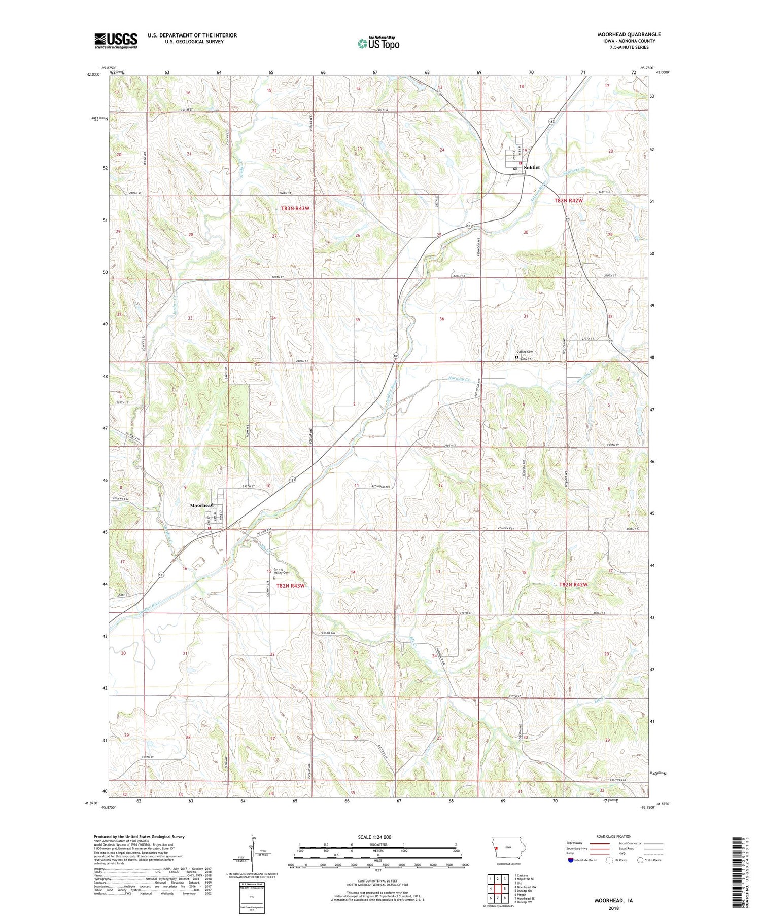 Moorhead Iowa US Topo Map Image