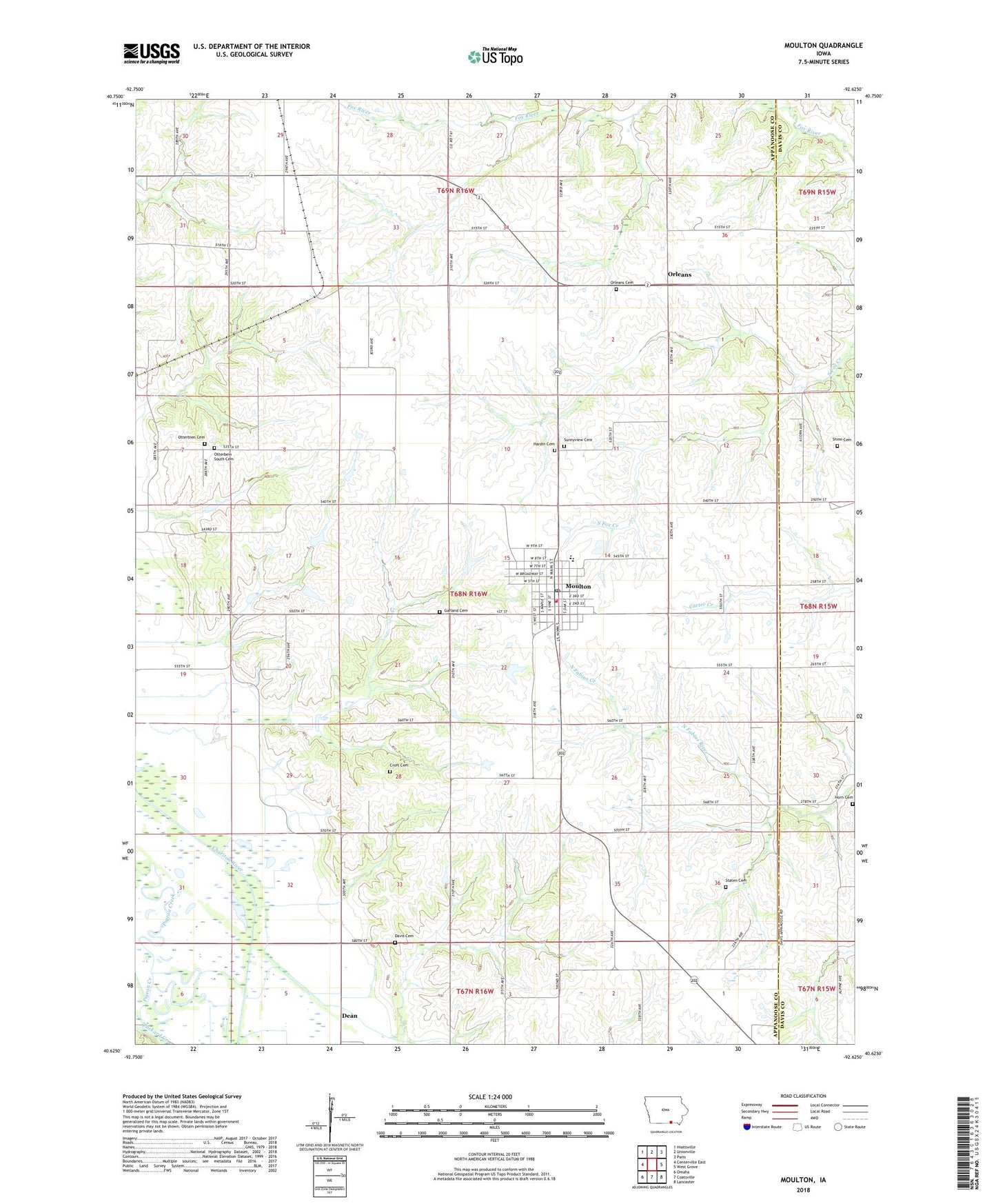 Moulton Iowa US Topo Map Image