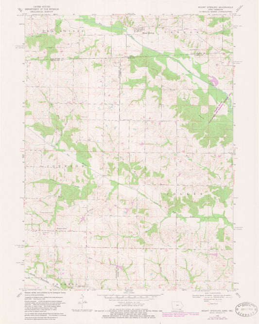 Classic USGS Mount Sterling Iowa 7.5'x7.5' Topo Map Image