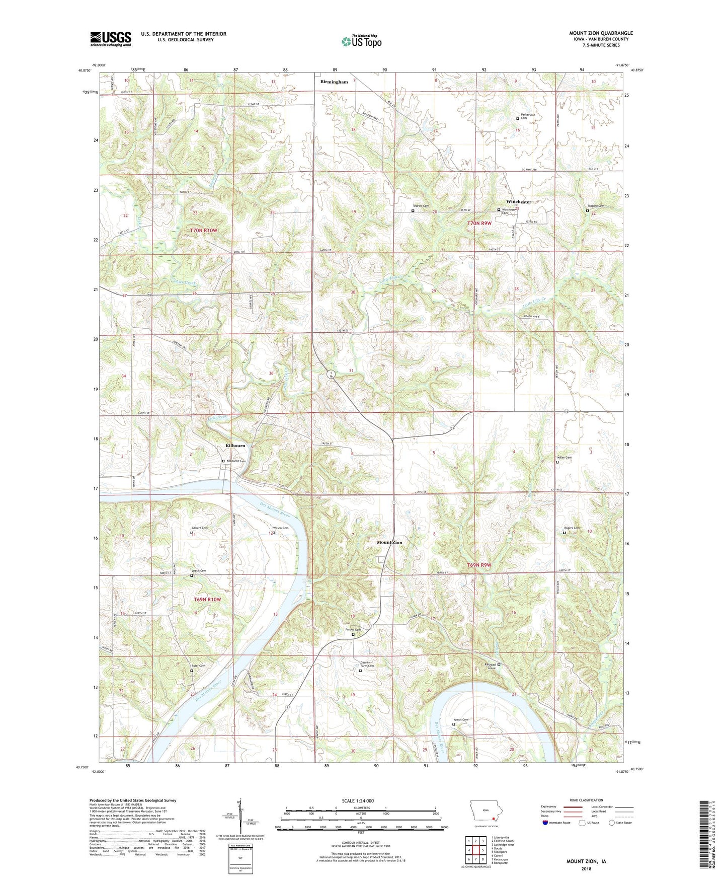 Mount Zion Iowa US Topo Map Image