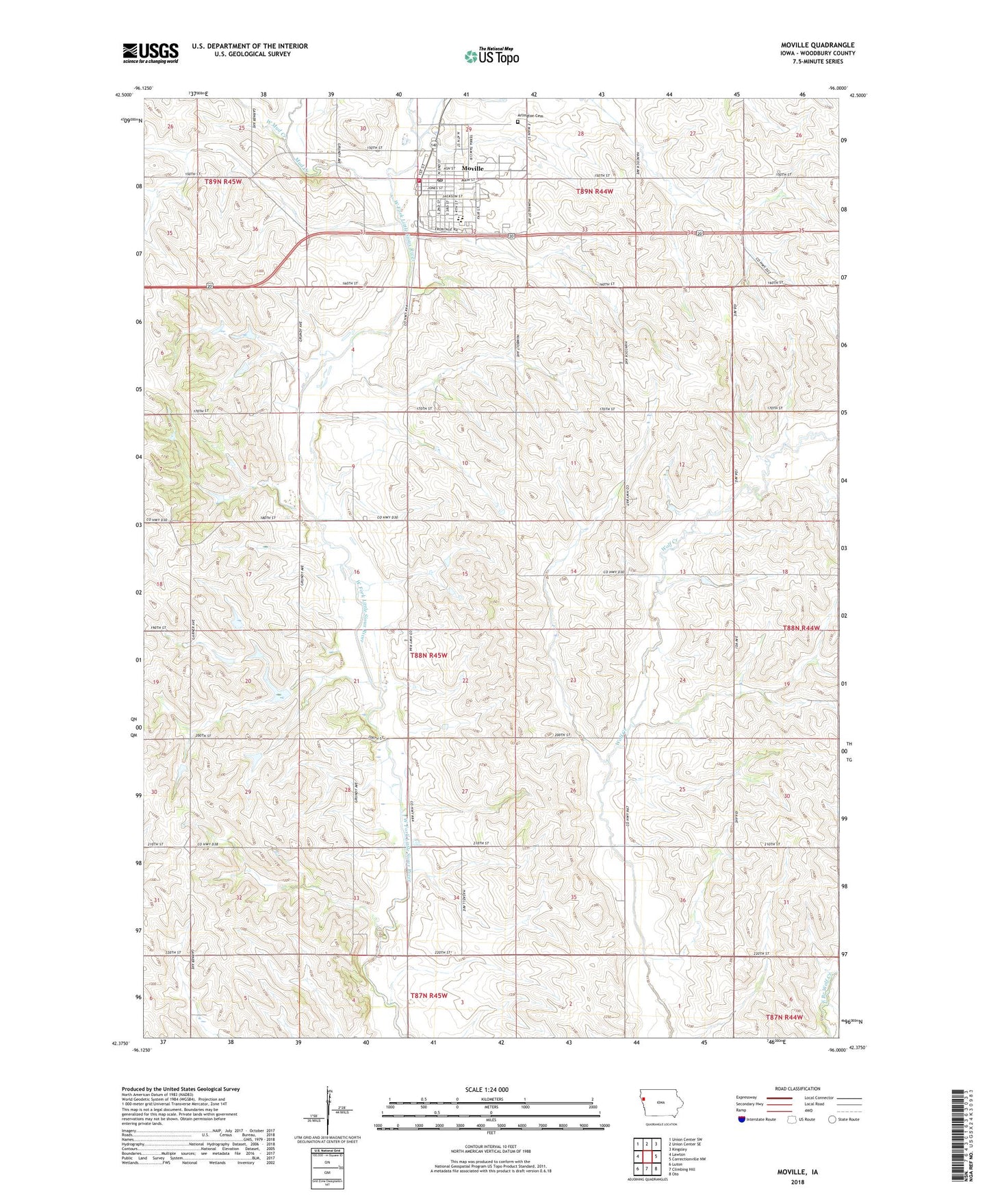 Moville Iowa US Topo Map Image