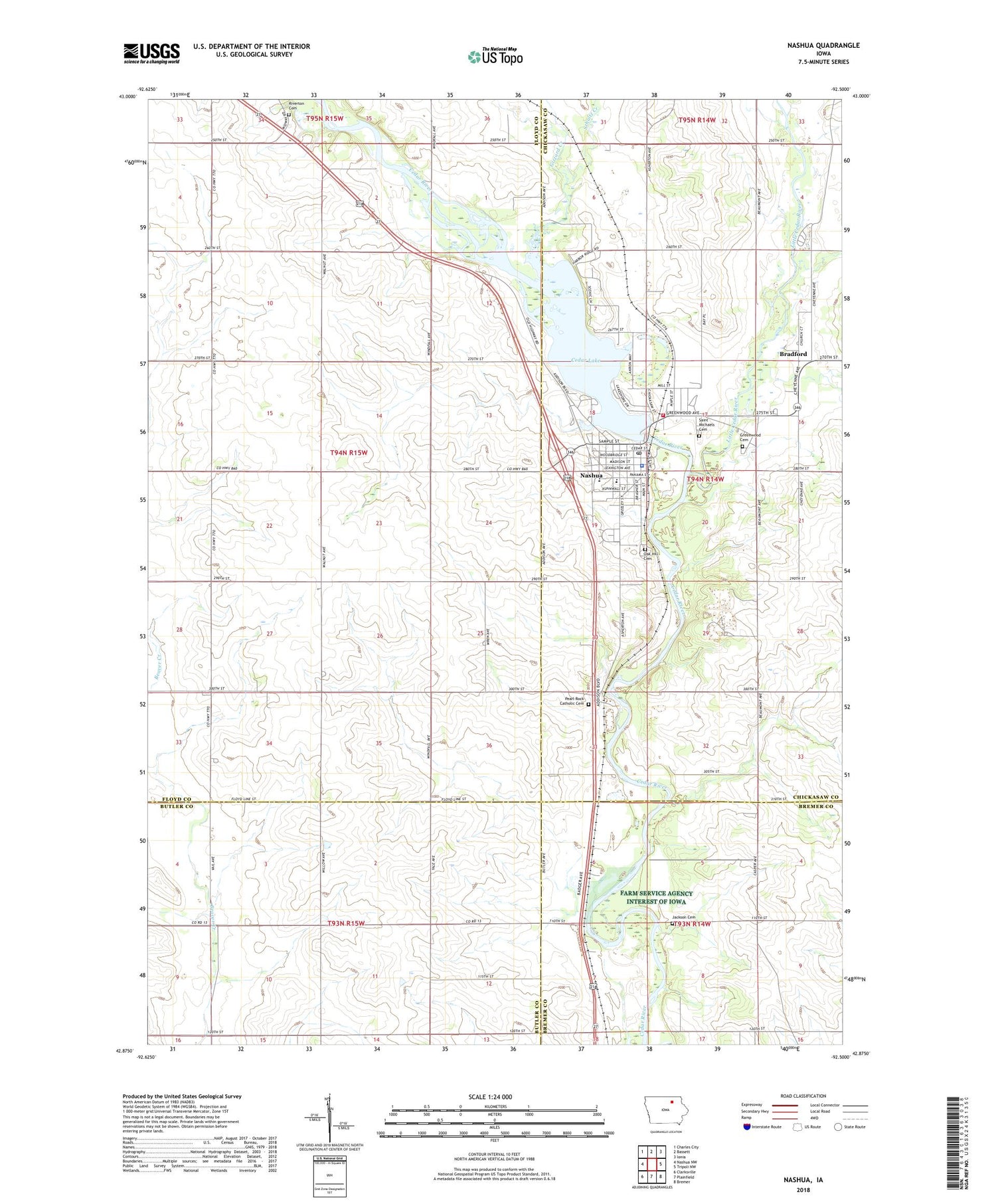 Nashua Iowa US Topo Map Image