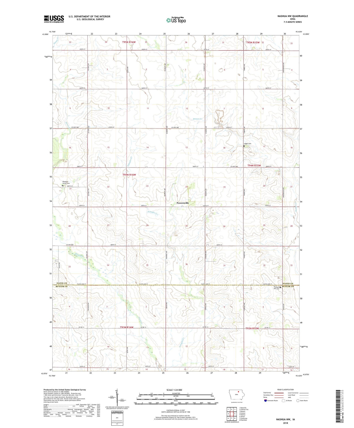 Nashua NW Iowa US Topo Map Image