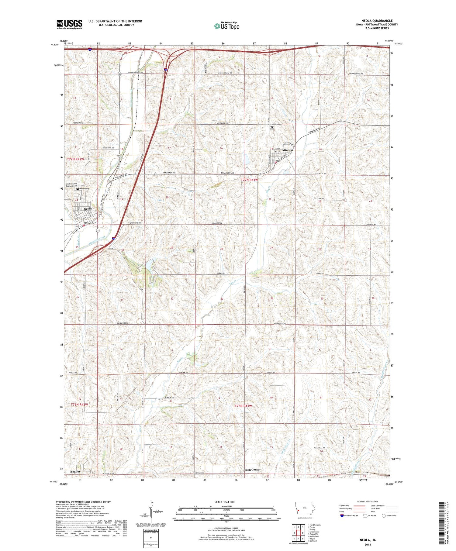 Neola Iowa US Topo Map Image