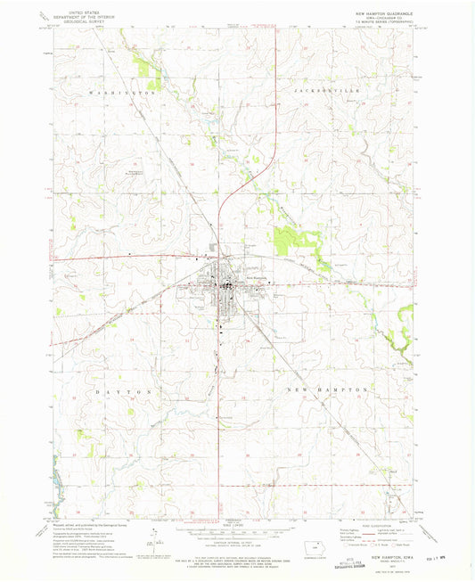 Classic USGS New Hampton Iowa 7.5'x7.5' Topo Map Image