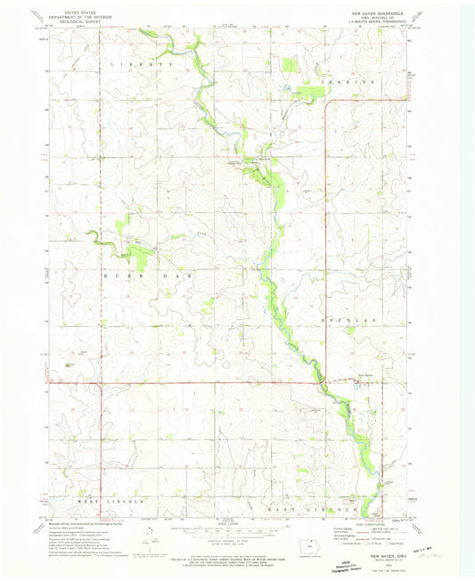 Classic USGS New Haven Iowa 7.5'x7.5' Topo Map Image