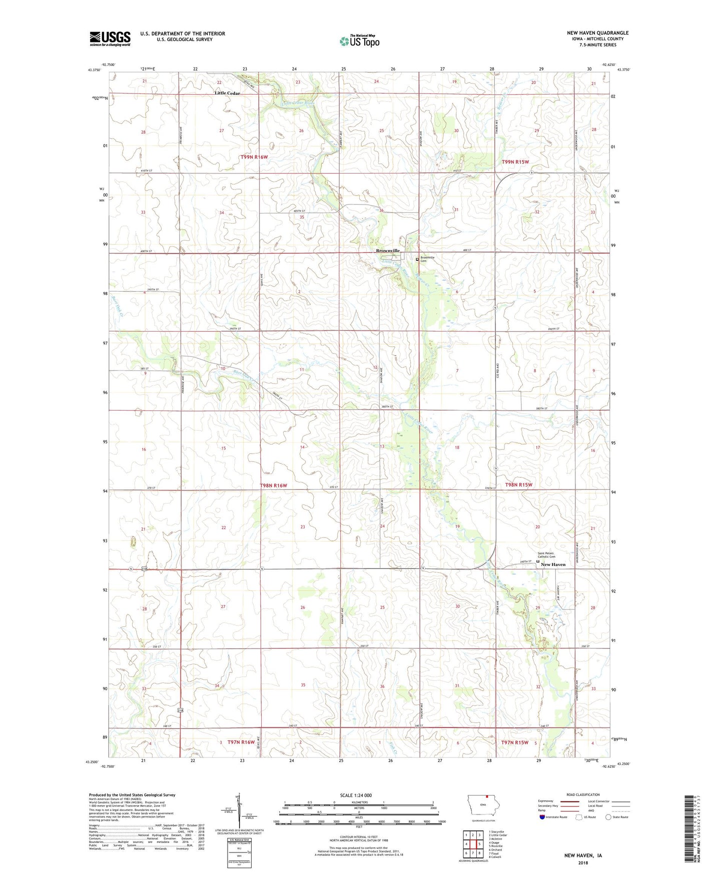 New Haven Iowa US Topo Map Image
