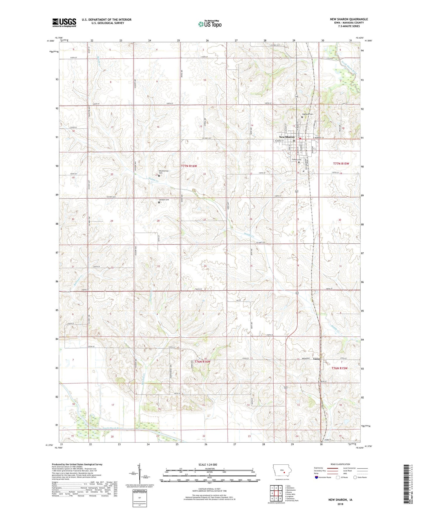 New Sharon Iowa US Topo Map Image