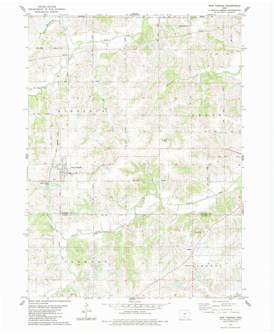 Classic USGS New Virginia Iowa 7.5'x7.5' Topo Map Image