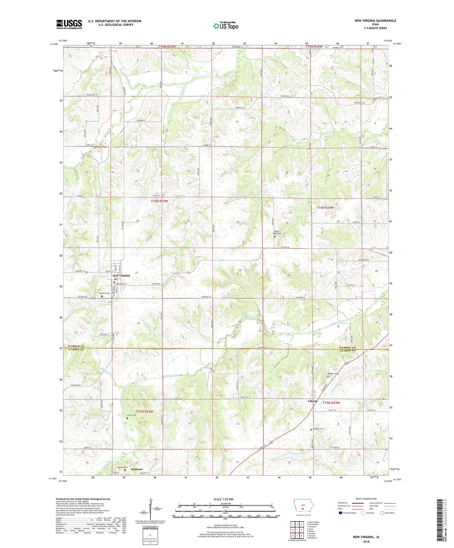 New Virginia Iowa US Topo Map Image