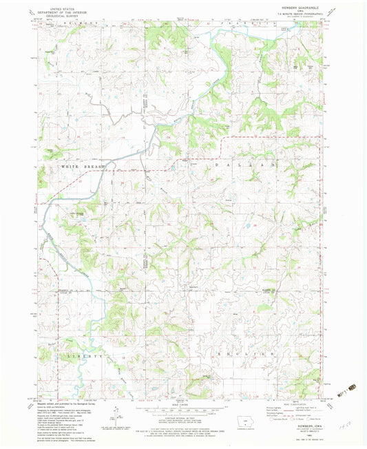 Classic USGS Newbern Iowa 7.5'x7.5' Topo Map Image