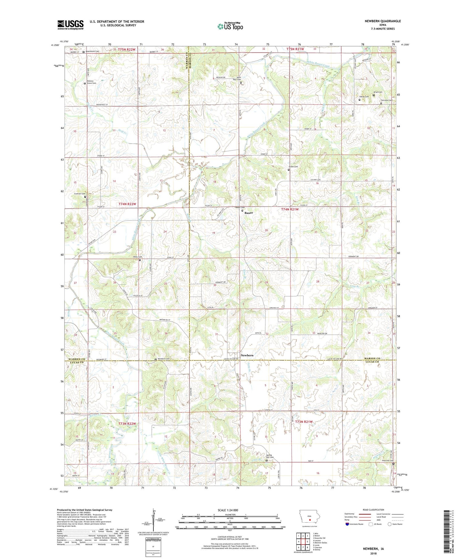 Newbern Iowa US Topo Map Image