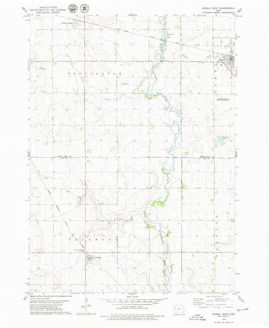 Classic USGS Newell West Iowa 7.5'x7.5' Topo Map Image