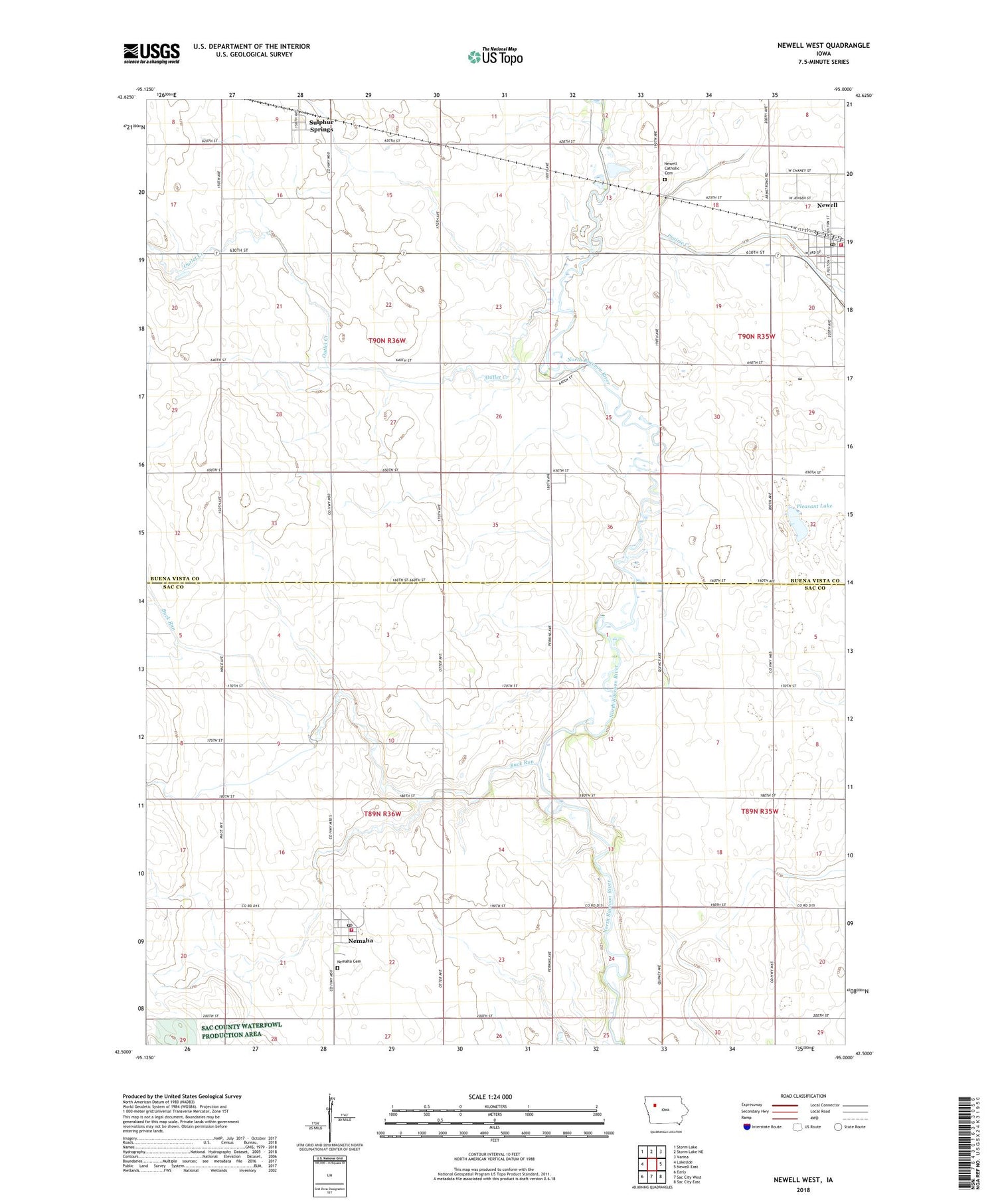 Newell West Iowa US Topo Map Image