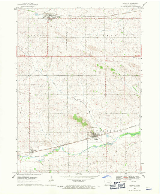 Classic USGS Newhall Iowa 7.5'x7.5' Topo Map Image